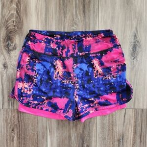 New Balance Kids' Pink and Blue Patterned Athletic Shorts, M 10/12